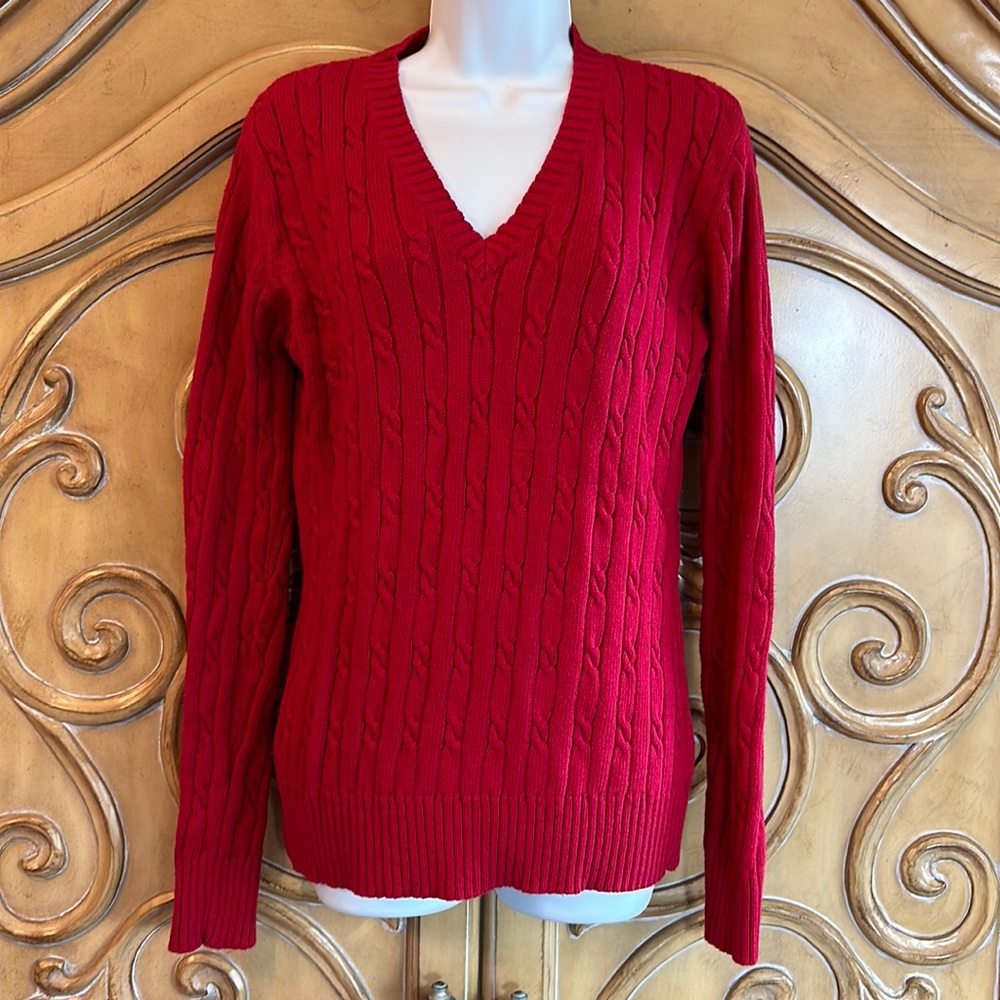Central Falls Classic Red Cableknit Sweater